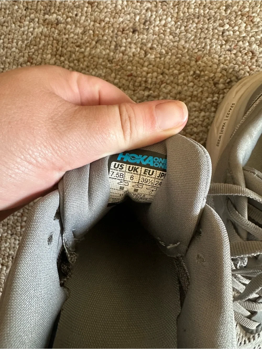 Hoka Bondi 8 Gray Running Sneakers women’s size 7.5
